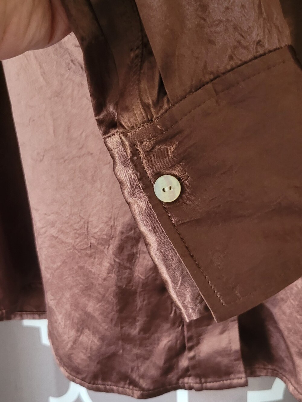 Rails Satin Button-Up Shirt in Chocolate Brown - Picture 3 of 12